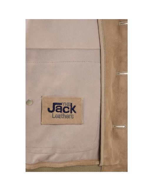 The Jack Leathers Jassen ,Bruin ,Witte Leren Jas Riverside Seamless in het Natural voor heren
