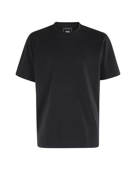 Y-3 Tops ,Zwart ,Katoen Zwarte Ronde Hals Korte Mouw T-Shirt in het Black voor heren