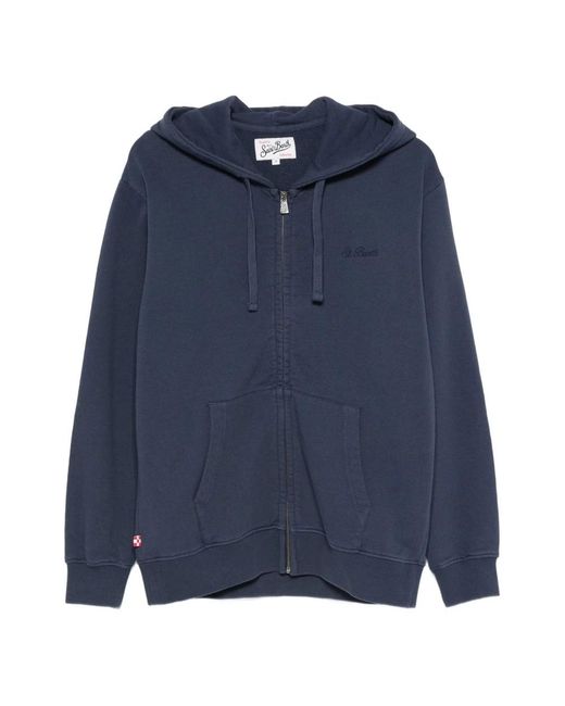 Mc2 Saint Barth Hoodies & Sweatvesten ,Blauw ,Katoen Sweatshirt Met Rits in het Blue voor heren