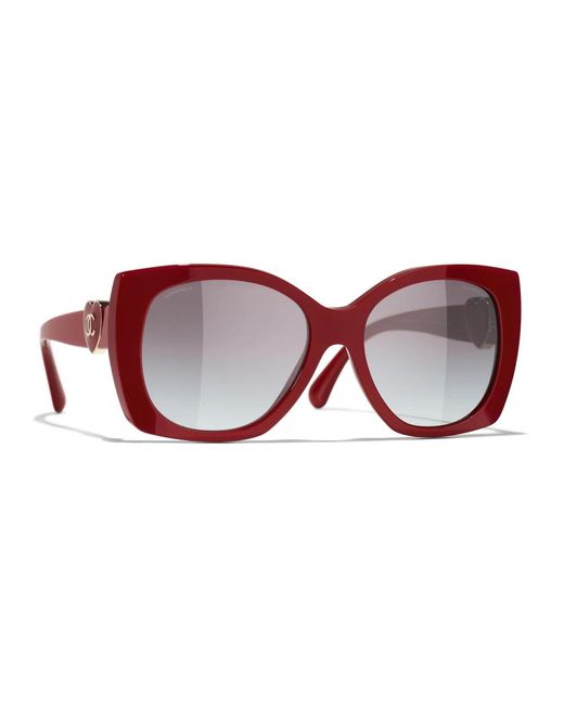 Ch 5519 1759s6 sunglasses Chanel de color Red