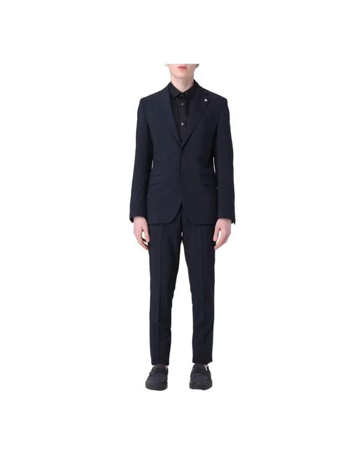 Manuel Ritz Blue Single Breasted Suits for men