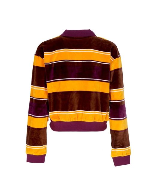 Obey Tops ,Veelkleurig ,Katoen Gestreepte Chenille Lange Mouw Polo in het Orange