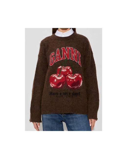 Ganni Red Round-Neck Knitwear