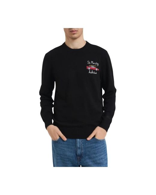 Mc2 Saint Barth Black Round-Neck Knitwear for men