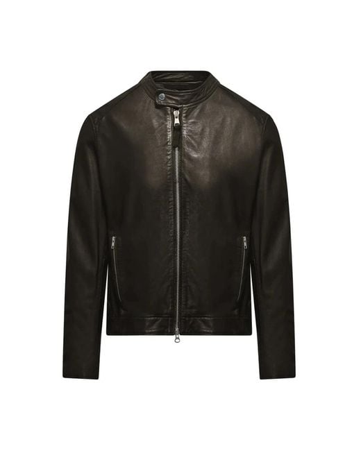 Bomboogie Black Leather Jackets for men