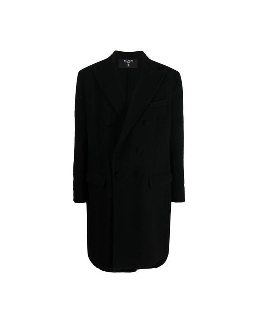Balmain Black Double-Breasted Coats for men