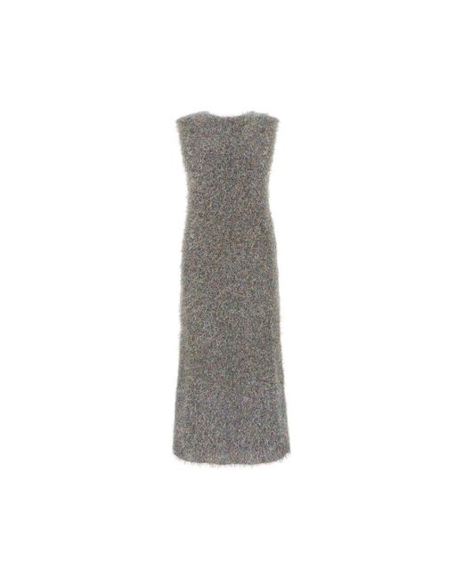 Jil Sander Midi Jurk Met V-Hals En Zonder Mouwen in het Gray