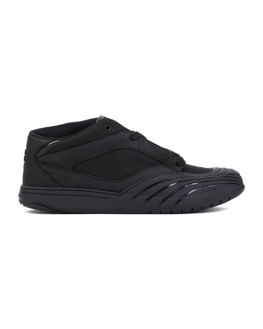 Givenchy Schoenen ,Zwart ,Leer Zwarte Mid-Top Leren Sneakers in het Black voor heren