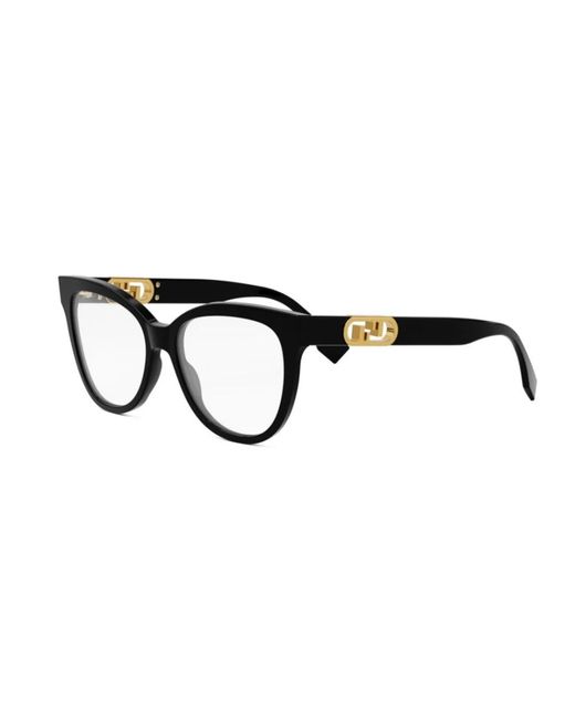 Fendi Black O'Lock Round Optical Frame