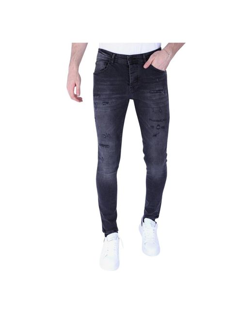 Local Fanatic Ripped jeans für männer slim fit mit stretch in Blue für Herren