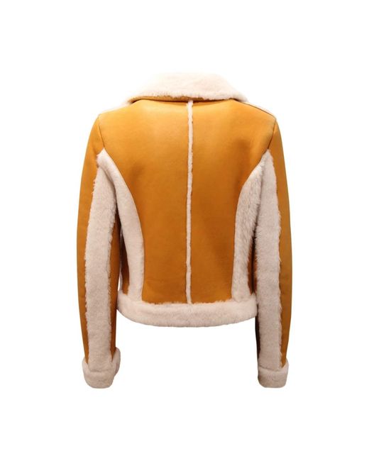 Blumarine Yellow Faux Fur & Shearling Jackets
