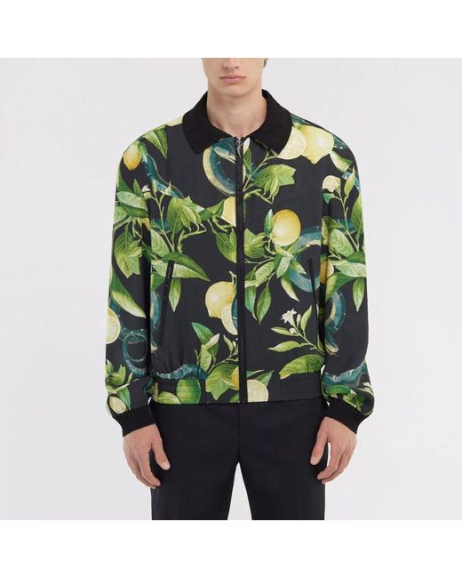 Roberto Cavalli Bomberjacke Mit Zitronenmuster in Green für Herren