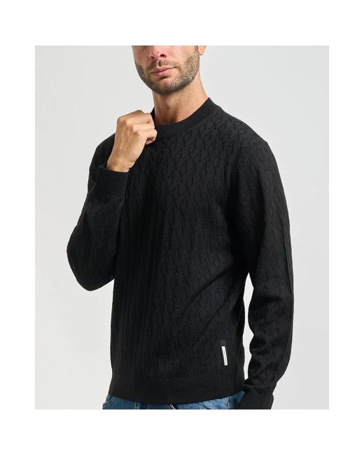 ARMANI EXCHANGE Black Round-Neck Knitwear for men