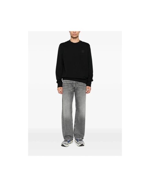 Calvin Klein Logo-Patch Crew Neck Sweatshirt in het Black voor heren