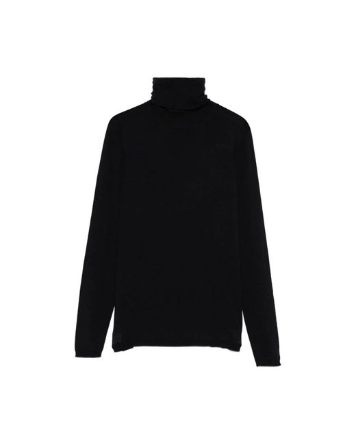 Max Mara Black Schwarzer Rollkragen Wollpullover Lange Ärmel