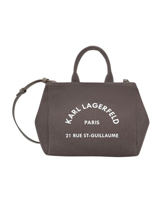 Karl Lagerfeld Brown Mini Logo-Print Canvas Crossbody