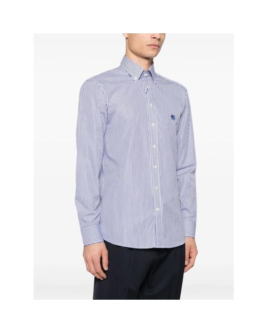 Etro Gestreiftes Button-Down-Hemd in Purple für Herren