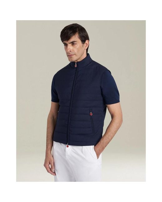 Kiton Jassen ,Blauw ,Wol Mouwloze Blouson Van Virgin Wool in het Blue voor heren