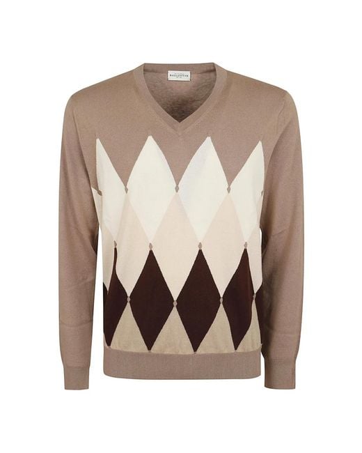 Ballantyne Brown V-Neck Knitwear for men