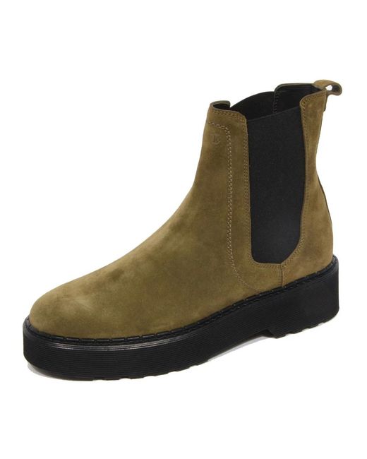 Tod's Green Grüner Wildleder Stiefelette Mit Elastik