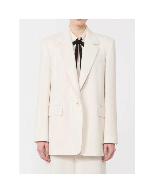 Max Mara Jassen ,Polyester Single-Breasted Cady Blazer in het White