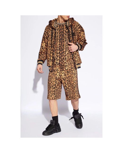 Pantalones cortos de chándal con motivo de guepardo Dolce & Gabbana de hombre de color Brown