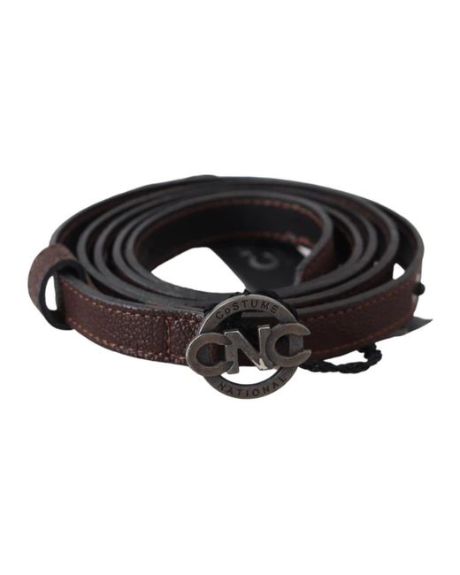 CoSTUME NATIONAL Elegante Bruin Leren Riem Met Rustieke Hardware in het Black