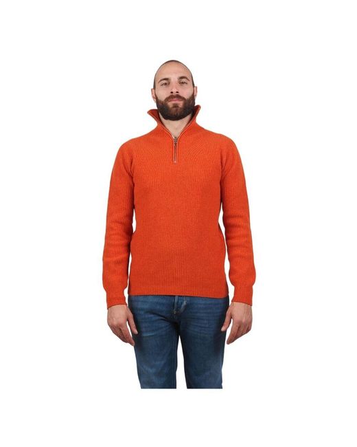 AT.P.CO Oranger Halbzip Pullover in Red für Herren