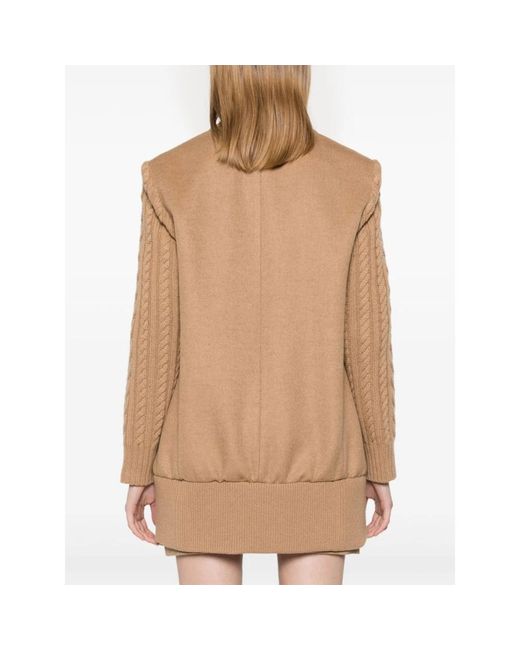 Max Mara Jassen ,Bruin ,Wol Double-Breasted Jacket in het Natural