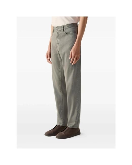 Zegna Gray Slim-Fit Trousers for men