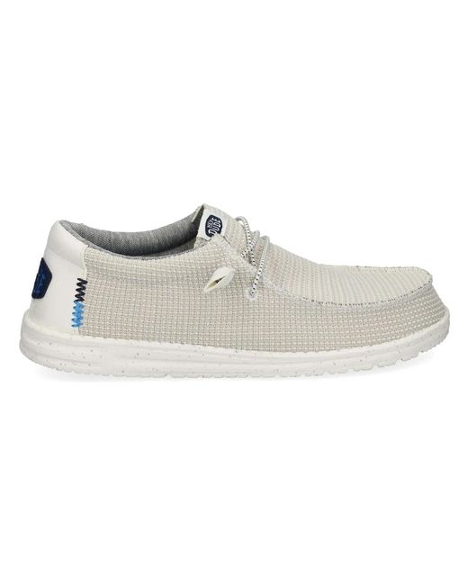 HeyDude White Laced Shoes for men