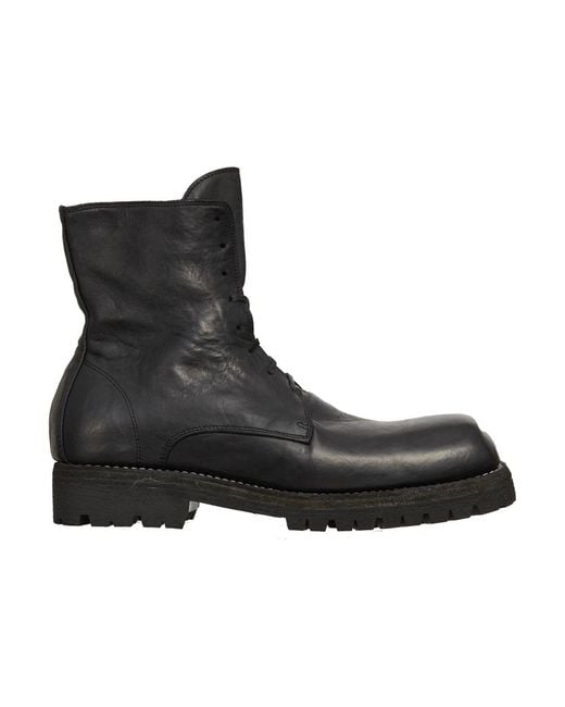 Stivale allacciato in pelle di Guidi in Black