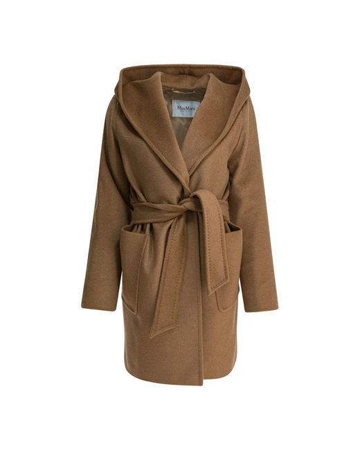 Max Mara Jassen ,Bruin ,Wol Rialto Robe Coat in het Brown