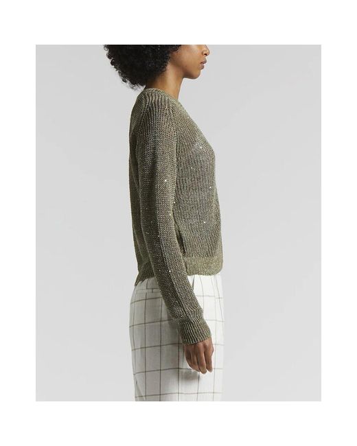 Peserico Green Leinen-Strickjacke Mit Pailletten