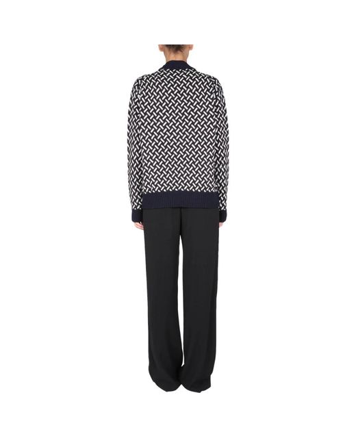 Jil Sander Truien & Vesten ,Zwart ,Wol Rondgebreide Trui in het Black