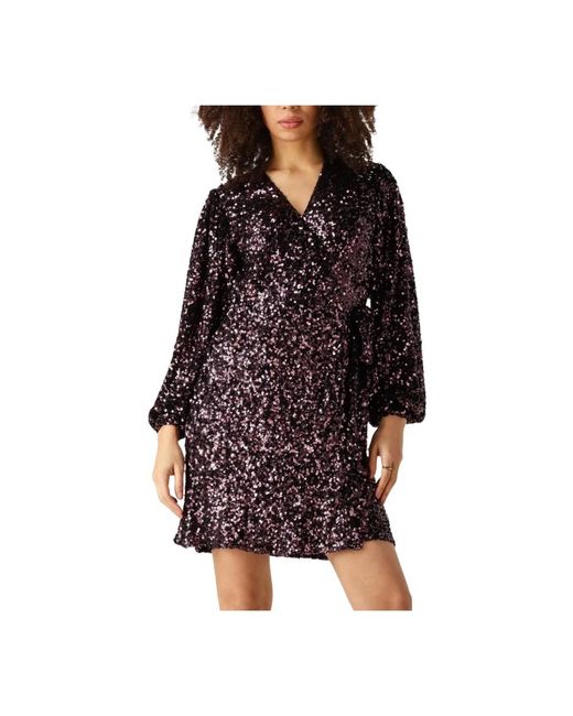 Notre-v Kleedjes ,Paars ,Polyester Paarse Mini Jurk Nv-Elena in het Black