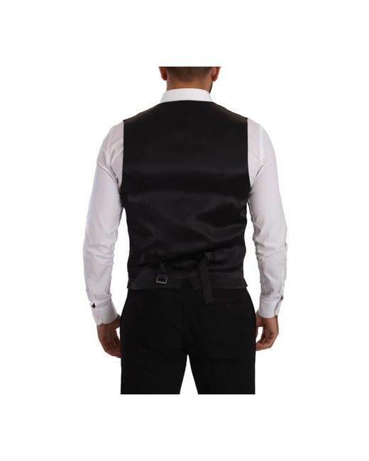Dolce & Gabbana Gestreiftes wollseidenweste in Black für Herren