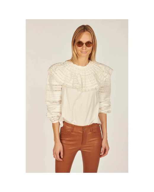 Sea Ivory Broderie Anglais Shirt in het Natural