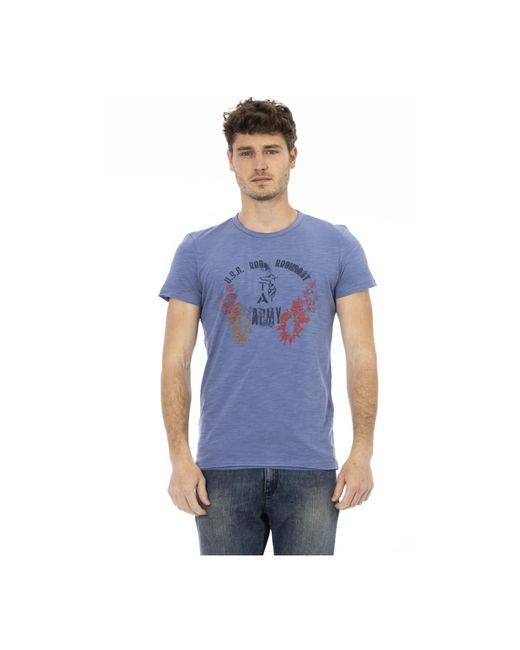 T-shirt casual con maniche corte e scollo rotondo di Trussardi in Blue da Uomo