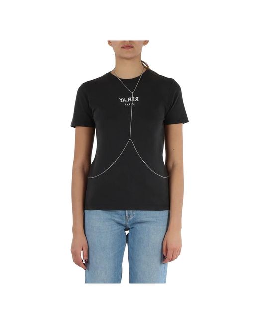 Camiseta de algodón con detalle de cadena removible Replay de color Black