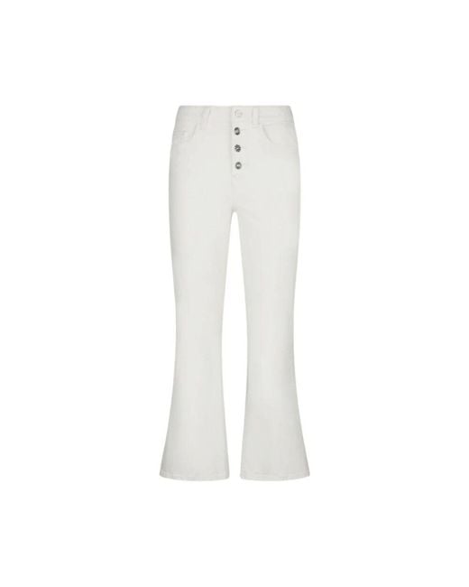 Liu Jo White Weiße Baumwoll Bootcut Hose