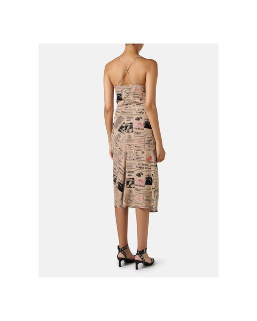 Iceberg Natural Midi-kleid mit trägern aus doppelter georgette-viskose zertifiziert rcs