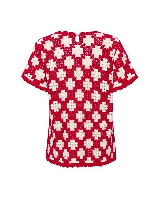 Cream Red Blouses