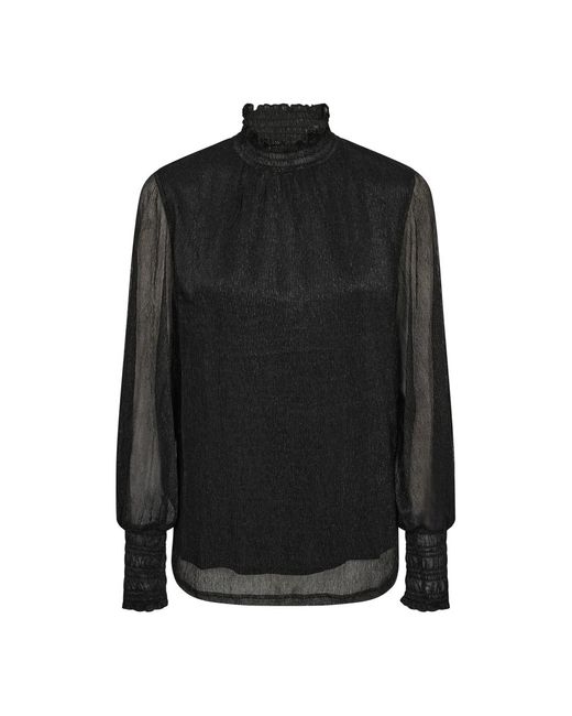 Mos Mosh Overhemden ,Zwart ,Polyester Elegante Glam Lange Mouw Blouse Zwart in het Black