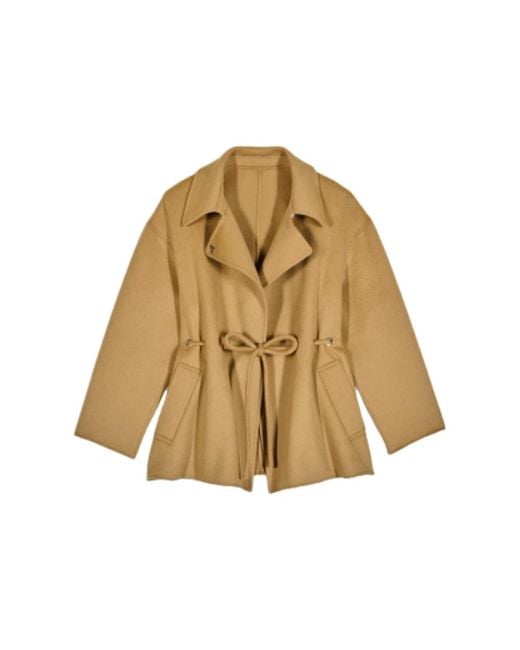 Abrigo Elegante Con Cuello De Camisa, Mujer, Talla Ba&sh de color Natural