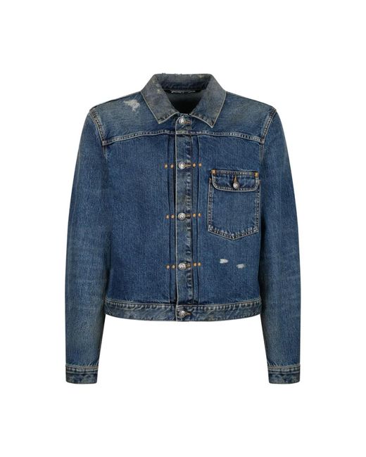 Palm Angels Blaue Jeansjacke Mit Klassischem Kragen in Blue für Herren