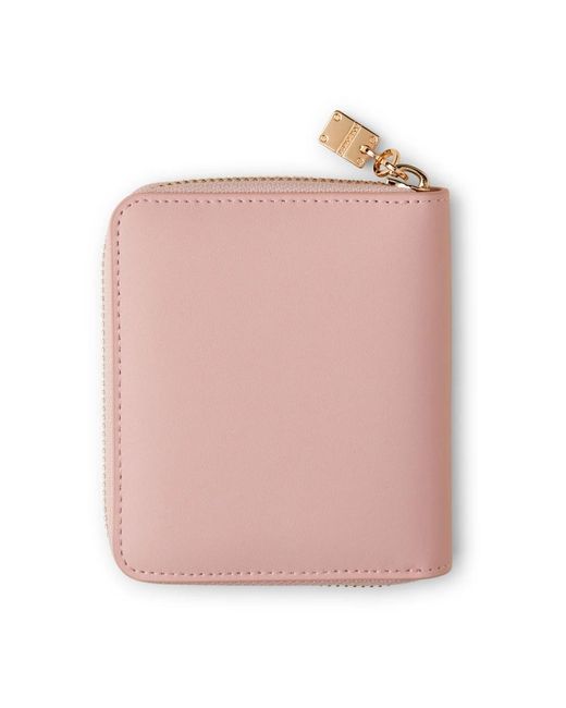 Borbonese Pink Mittlere leder reißverschluss brieftasche