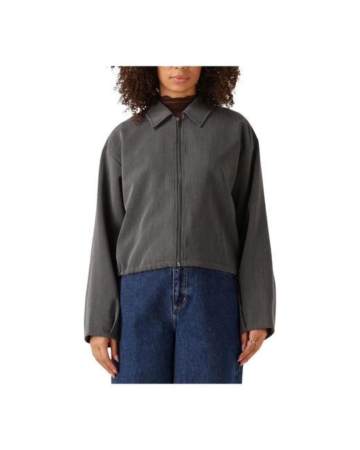 Object Jassen ,Grijs ,Polyester Grijze Bomberjas Voor Vrouwen in het Black