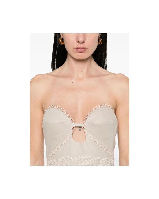 PATBO Strapless Jurk Met Uitsparingen in het Natural