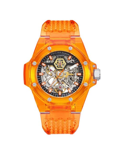 Philipp Plein Accessoires ,Oranje ,King Phantom Fire Watch in het Orange voor heren